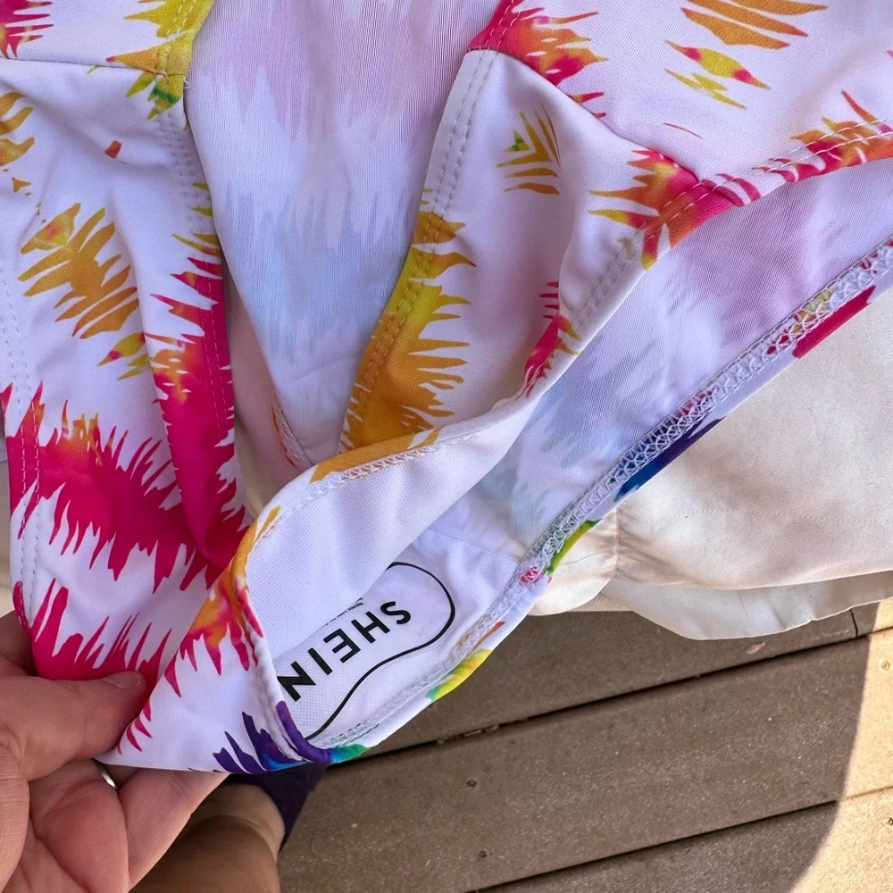 NWOT 12-13 girls Tie dye‎ bikini- 3 piece set with coverup skirt